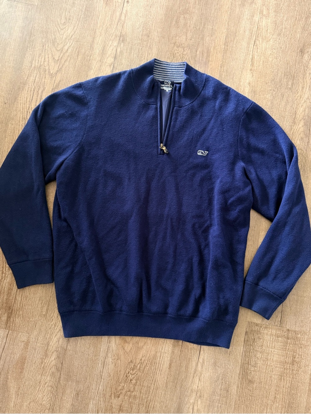 Vineyard Vines Navy Half-Zip Pullover Wool & Cotton Sweater